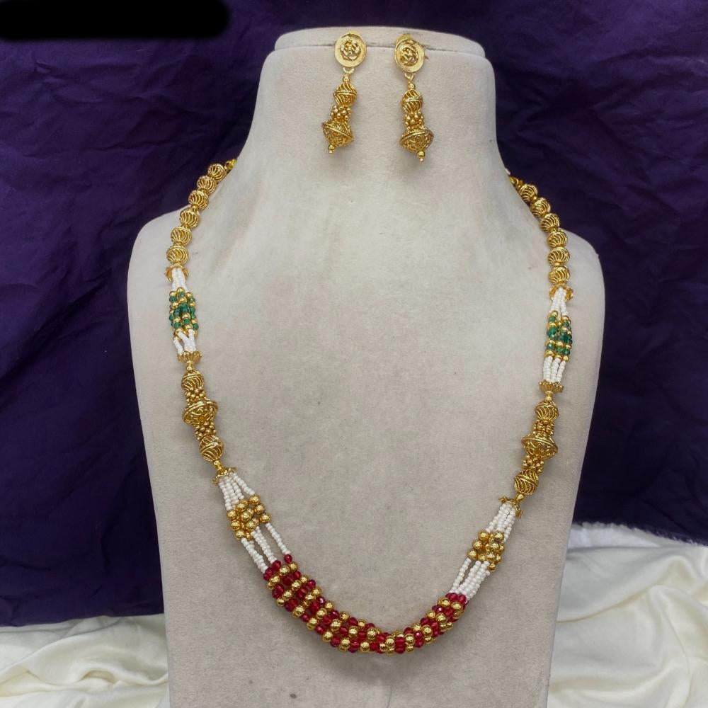 Amoliya Jewels Gold Plated Pearls Necklace Set