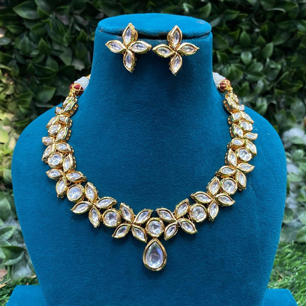 Amoliya Jewels Gold Plated Kundan Stone Necklace Set