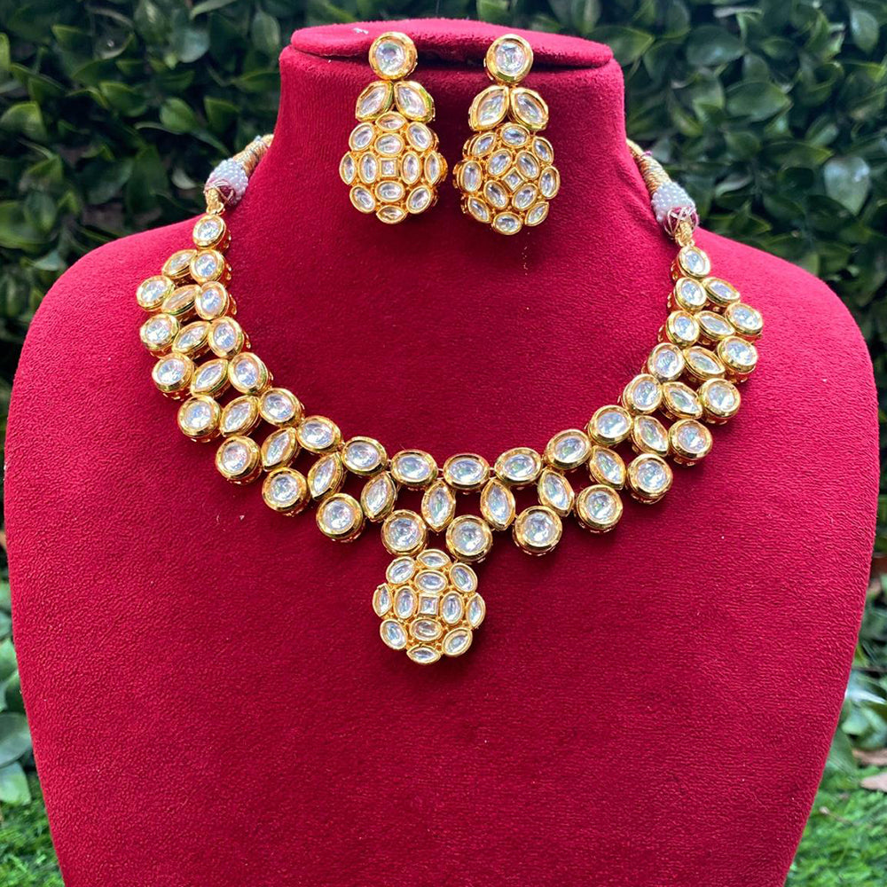 Amoliya Jewels Gold Plated Kundan Stone Necklace Set