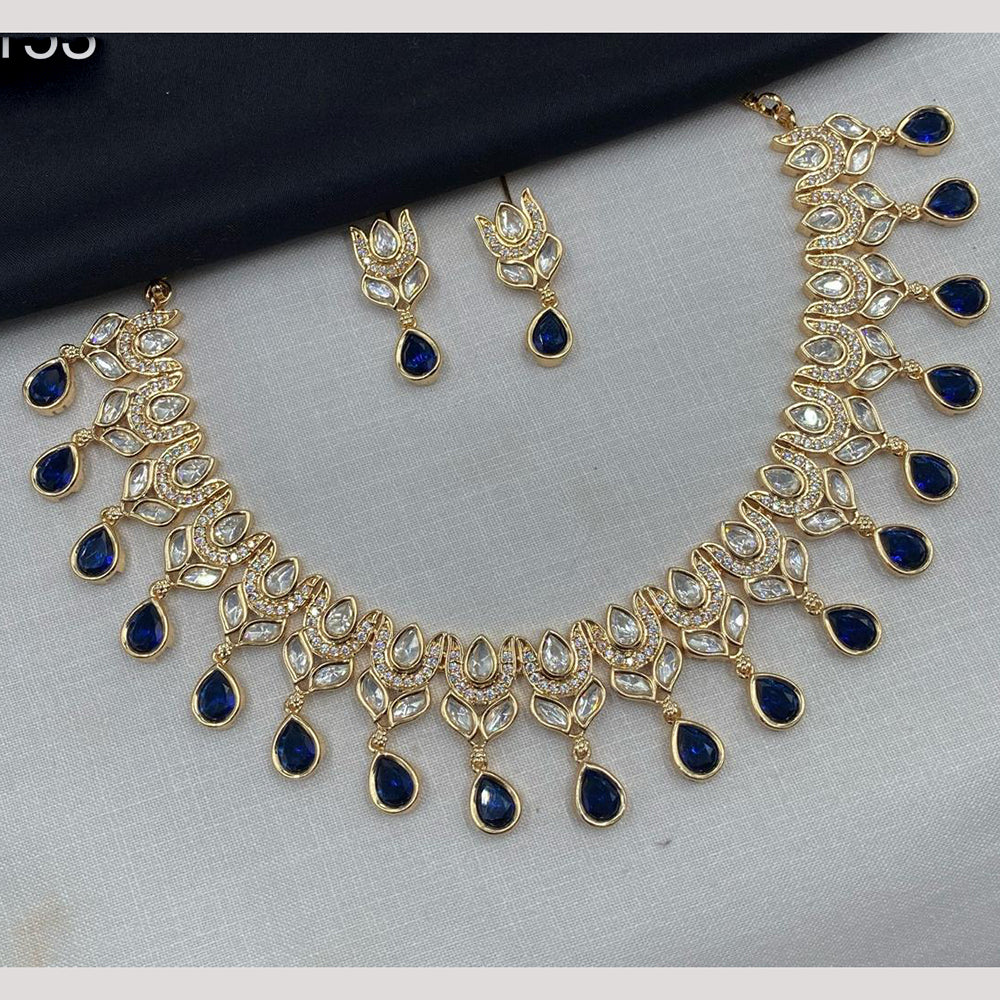 Amoliya Jewels Gold Plated Polki Kundan Stone Necklace Set