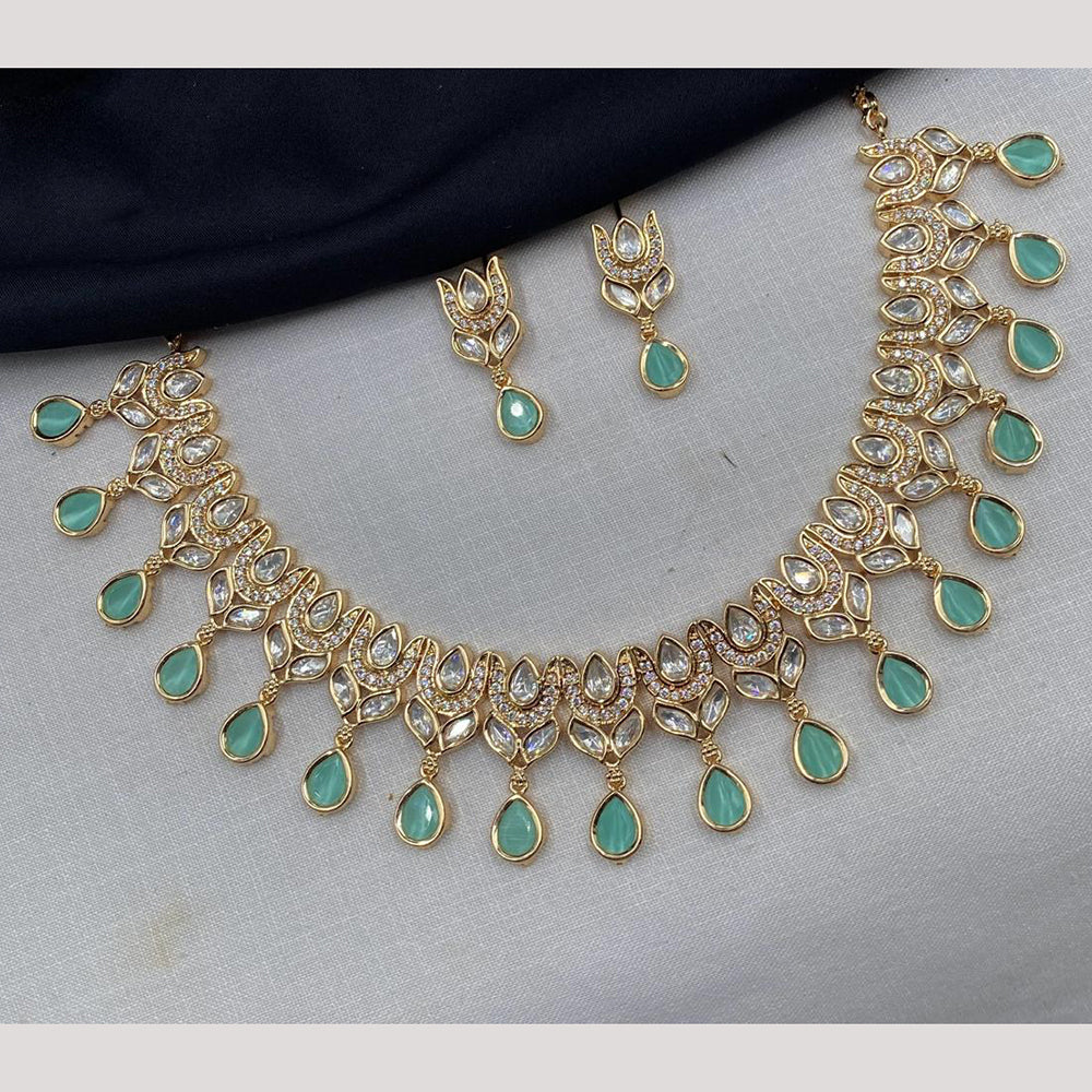 Amoliya Jewels Gold Plated Polki Kundan Stone Necklace Set