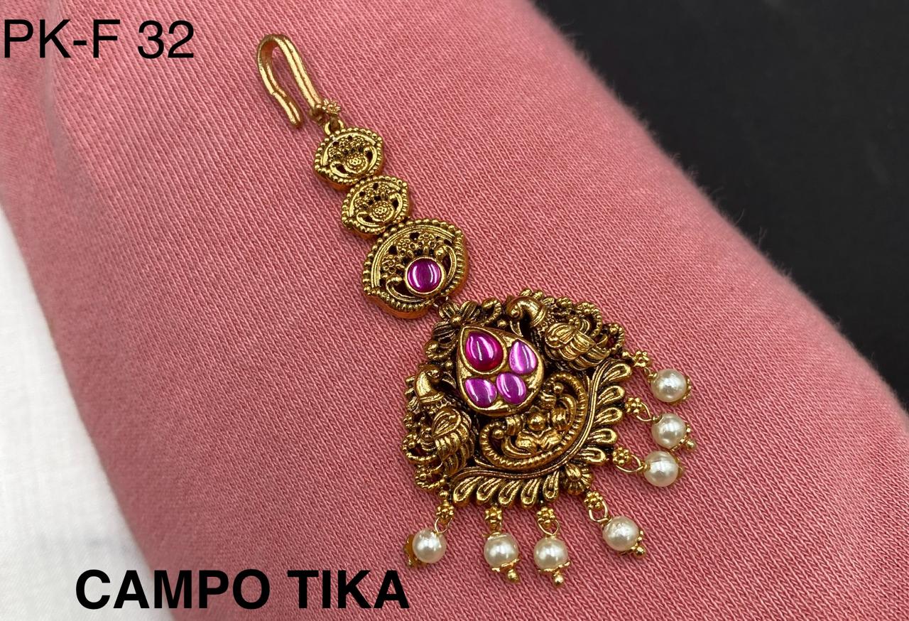 Amoliya Jewels Gold Plated Kundan Temple Maangtikka