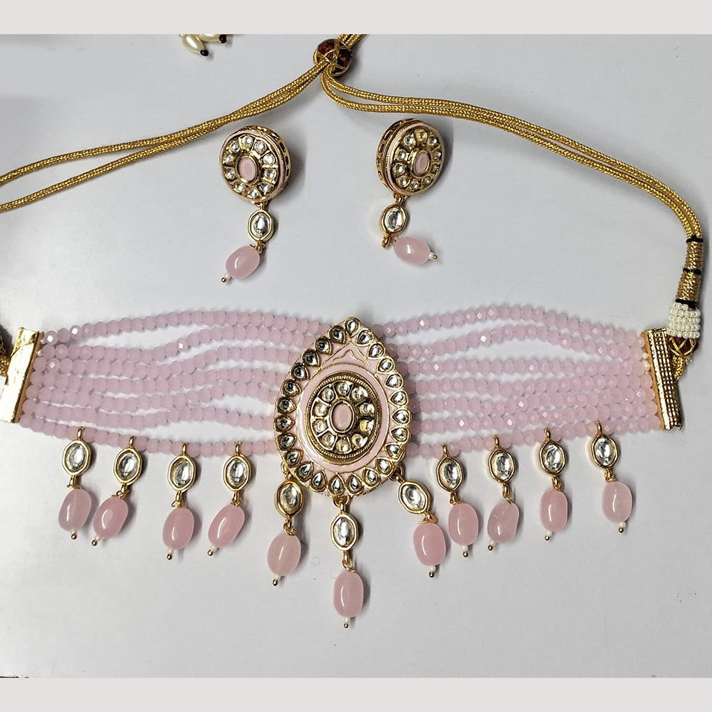 Amoliya Jewels Gold Plated Kundan And Pearl Designer Choker Necklace Set