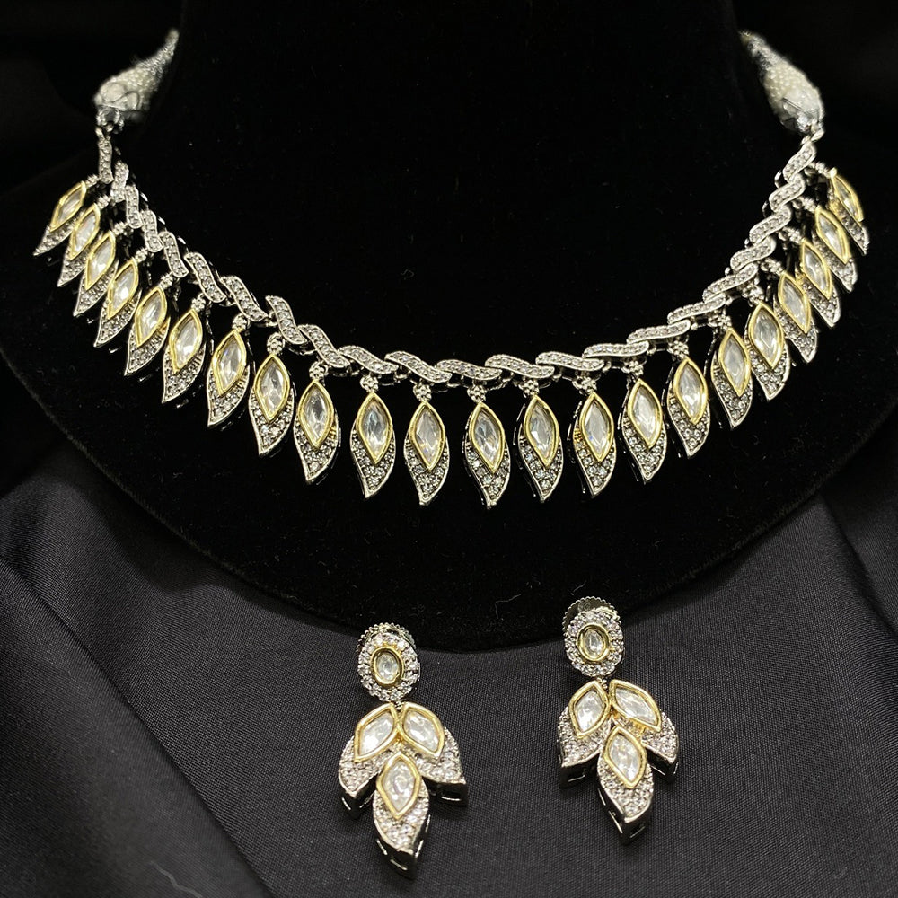 Amoliya Jewels 2 Tone Polki Kundan Designer Choker Necklace Set
