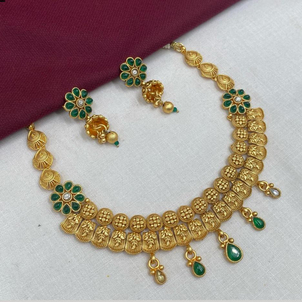 Amoliya Jewels Gold Plated Crystal Stone Necklace Set