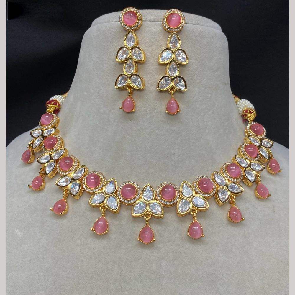 Amoliya Jewels Gold Plated Polki Kundan Necklace Set