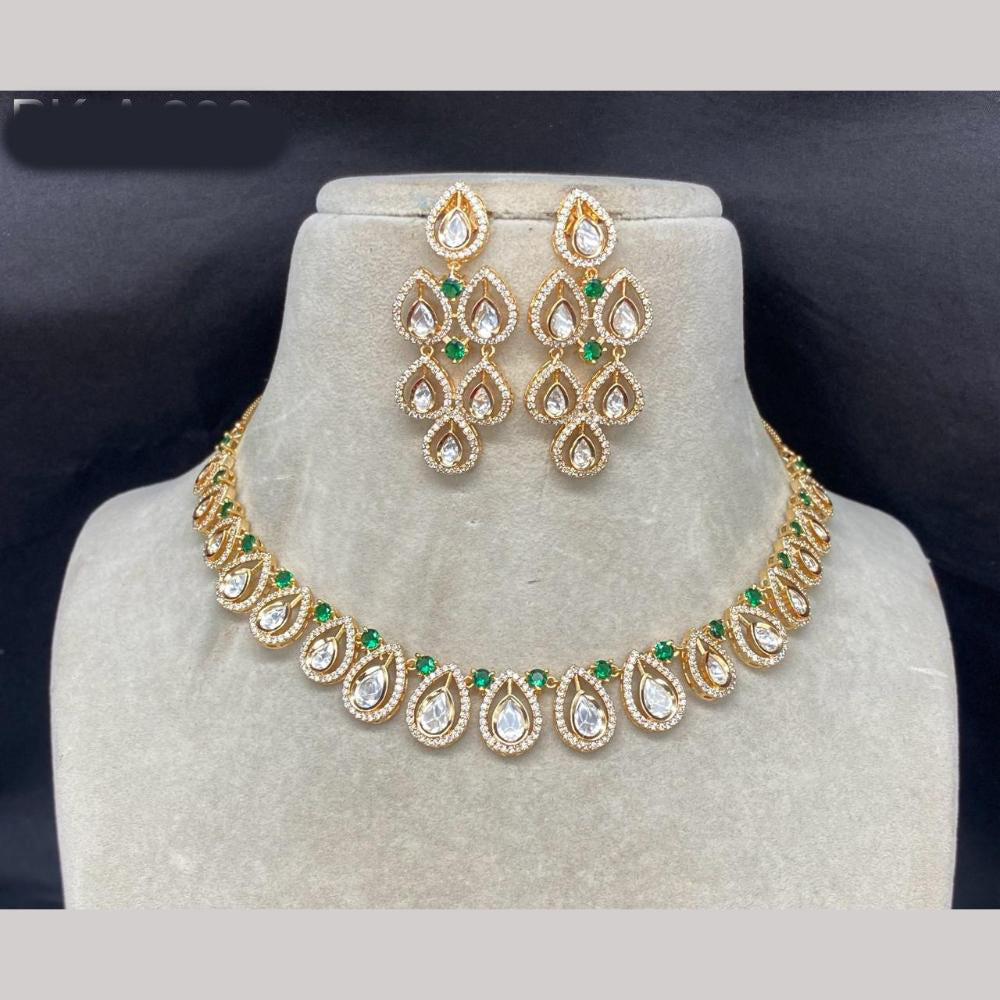 Amoliya Jewels Gold Plated Polki Kundan Necklace Set