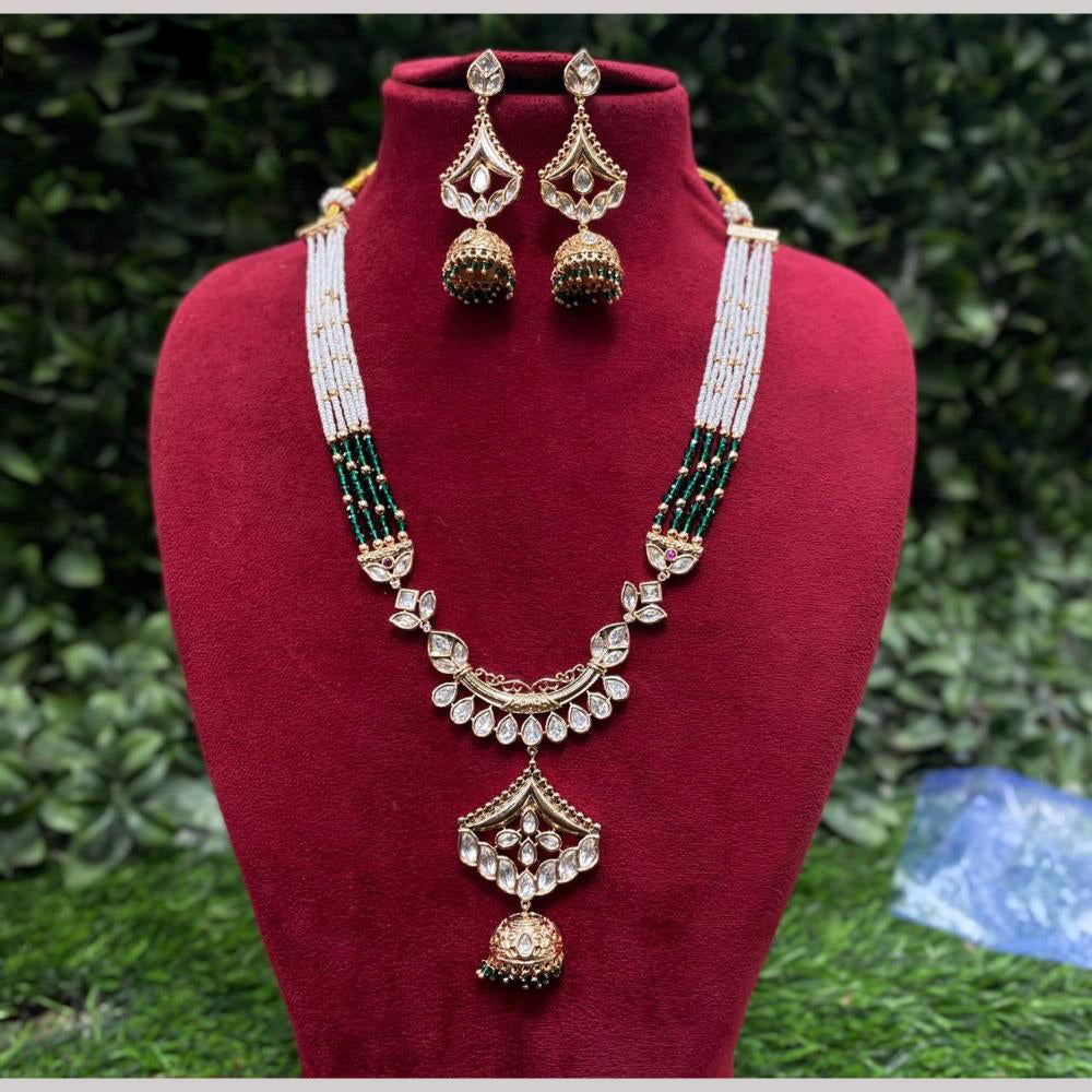 Amoliya Jewels Gold Plated Polki Kundan And Pearl Necklace Set