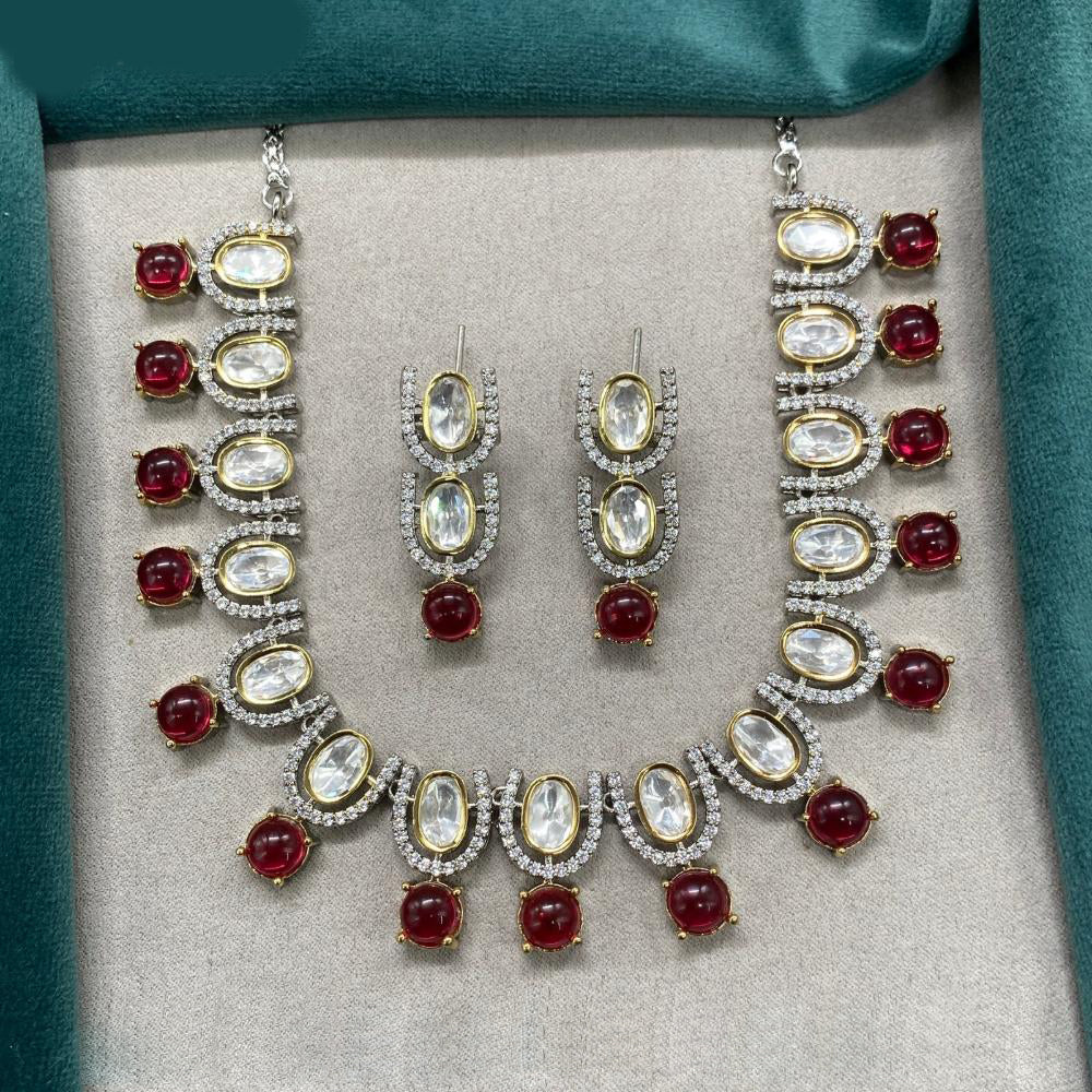 Amoliya Jewels 2 Tone Polki Kundan And Pearl Designer Choker Necklace Set
