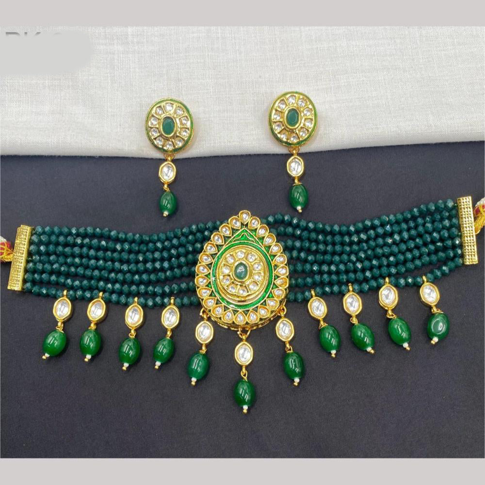 Amoliya Jewels Gold Plated Kundan And Pearl Designer Choker Necklace Set