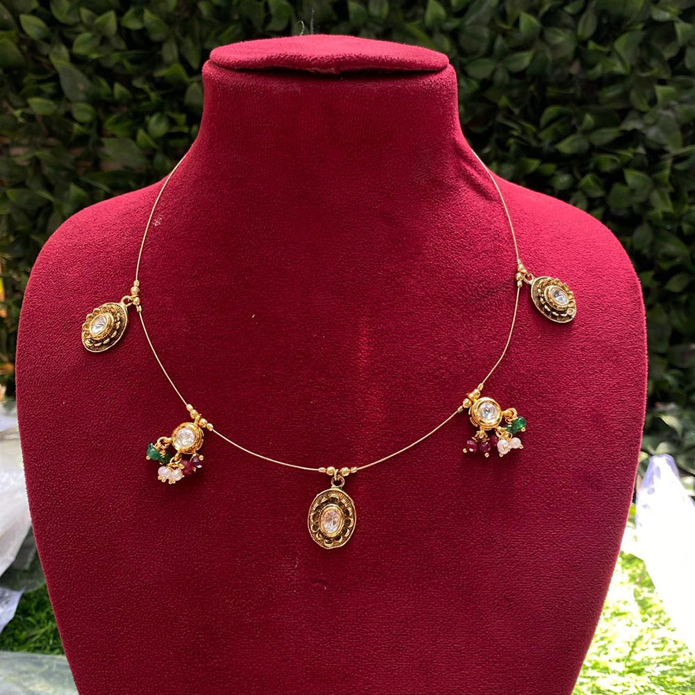 Amoliya Jewels Traditional Gold-Plated Kundan Pearl Necklace