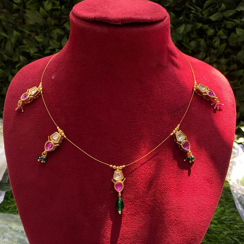 Amoliya Jewels Traditional Gold-Plated Pota And Kundan Pearl Necklace