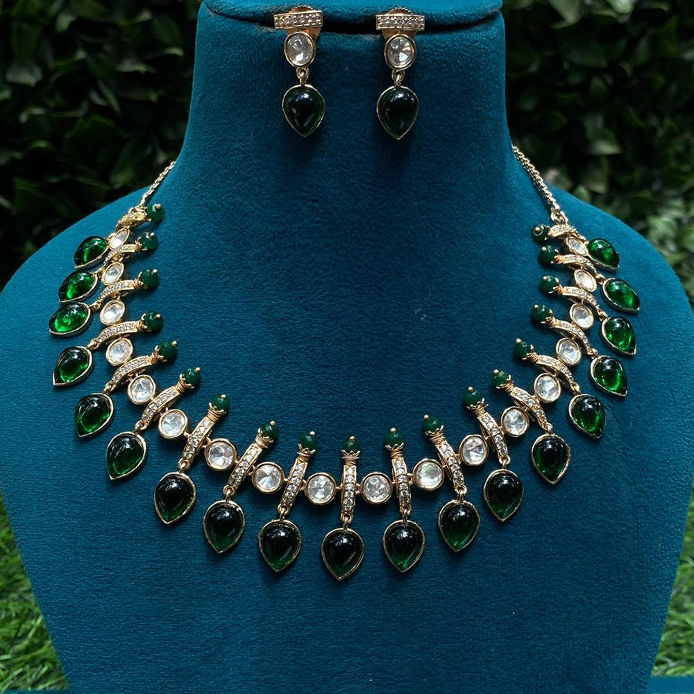 Amoliya Jewels Traditional Gold-Plated Pota Necklace Set