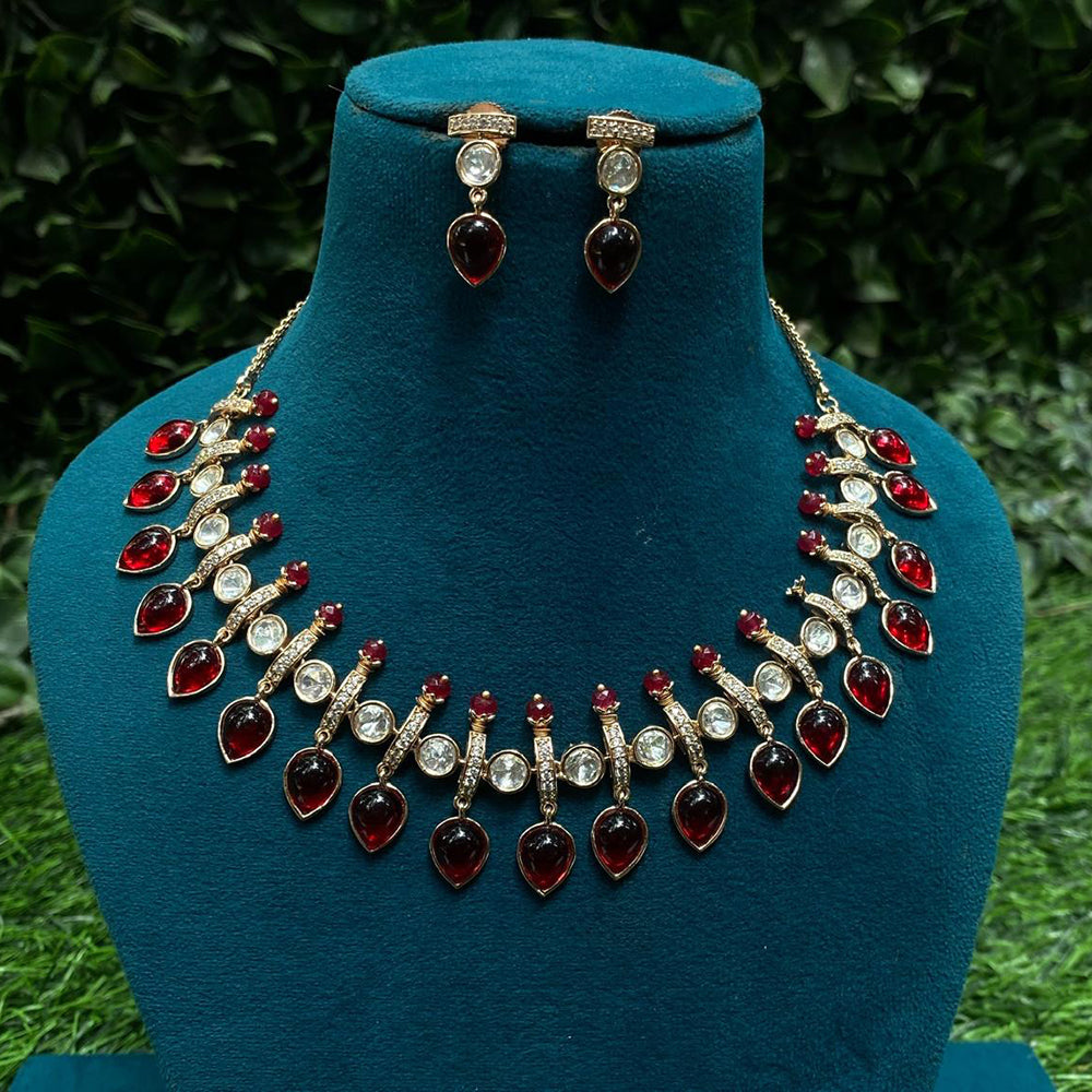 Amoliya Jewels Traditional Gold-Plated Pota Necklace Set