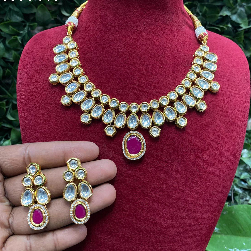 Amoliya Jewels Traditional Gold-Plated Kundan Necklace Set