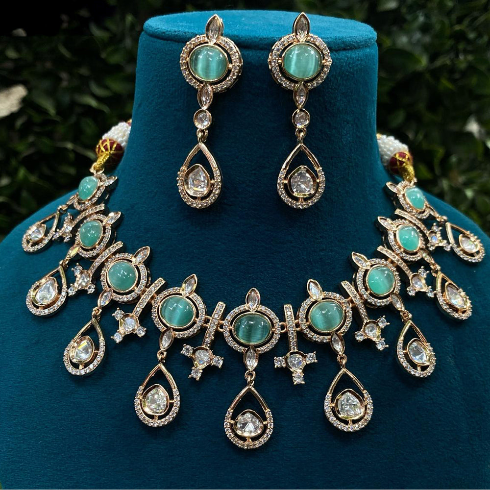 Amoliya Jewels Traditional Gold-Plated Polki Kundan Necklace Set