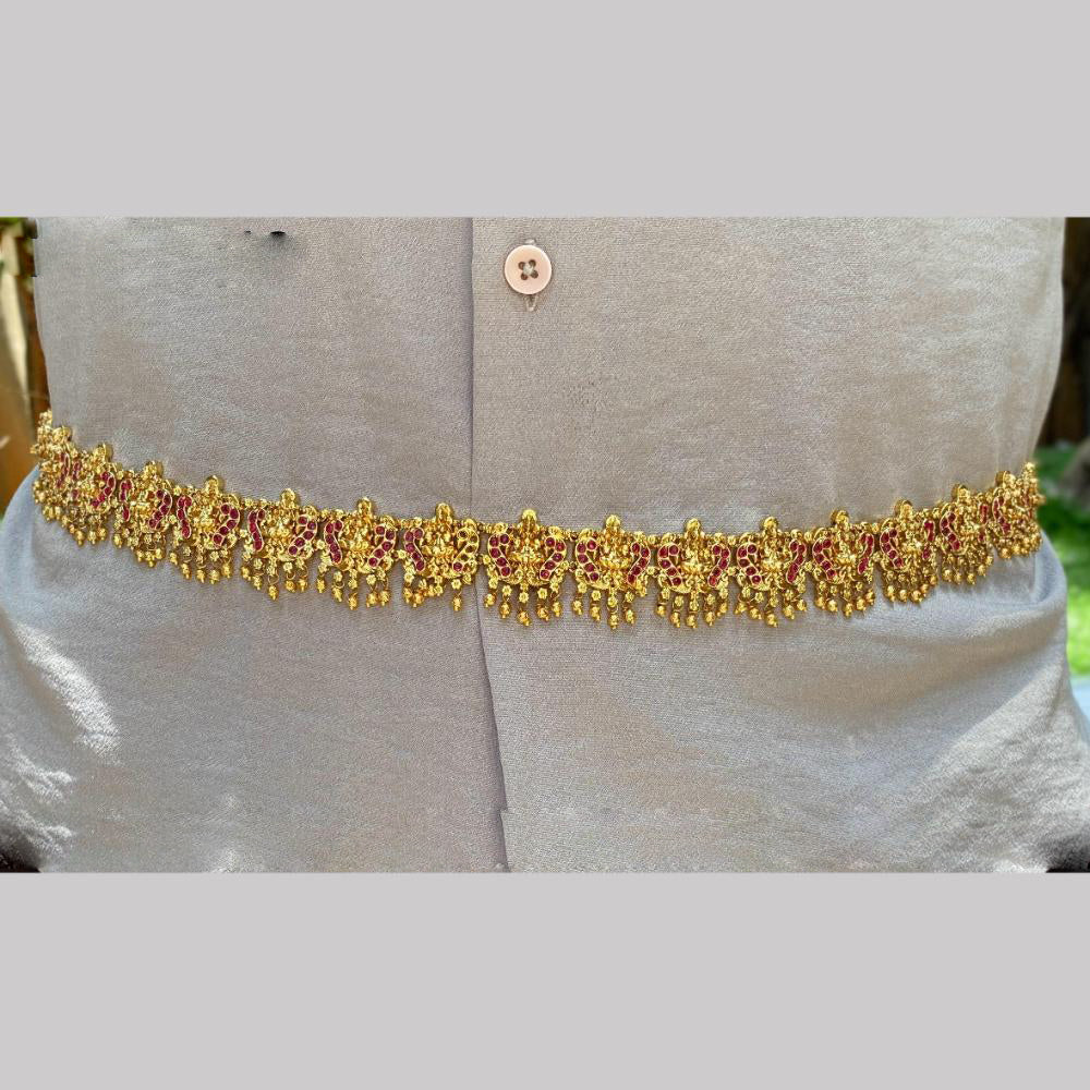 Amoliya Jewels Gold Plated Pota Stone Perfect Bridal Waist Chain Kamarbandh