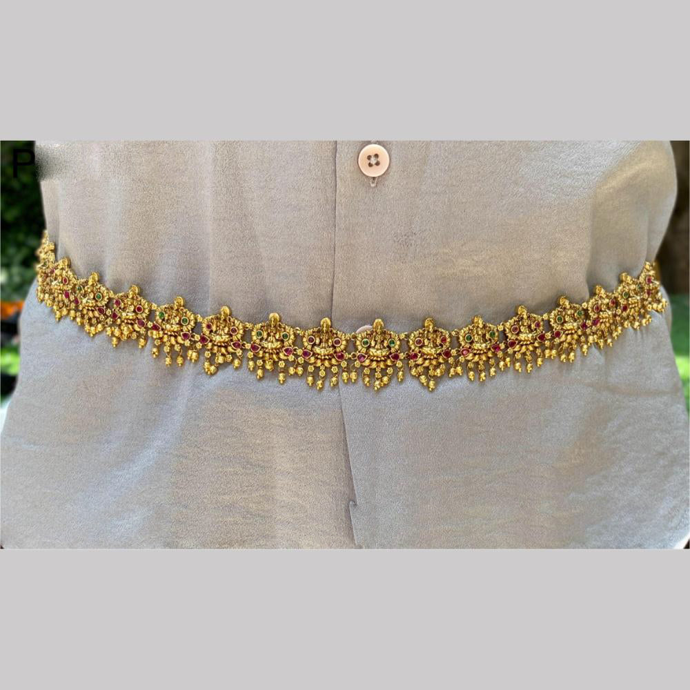 Amoliya Jewels Gold Plated Pota Stone Perfect Bridal Waist Chain Kamarbandh
