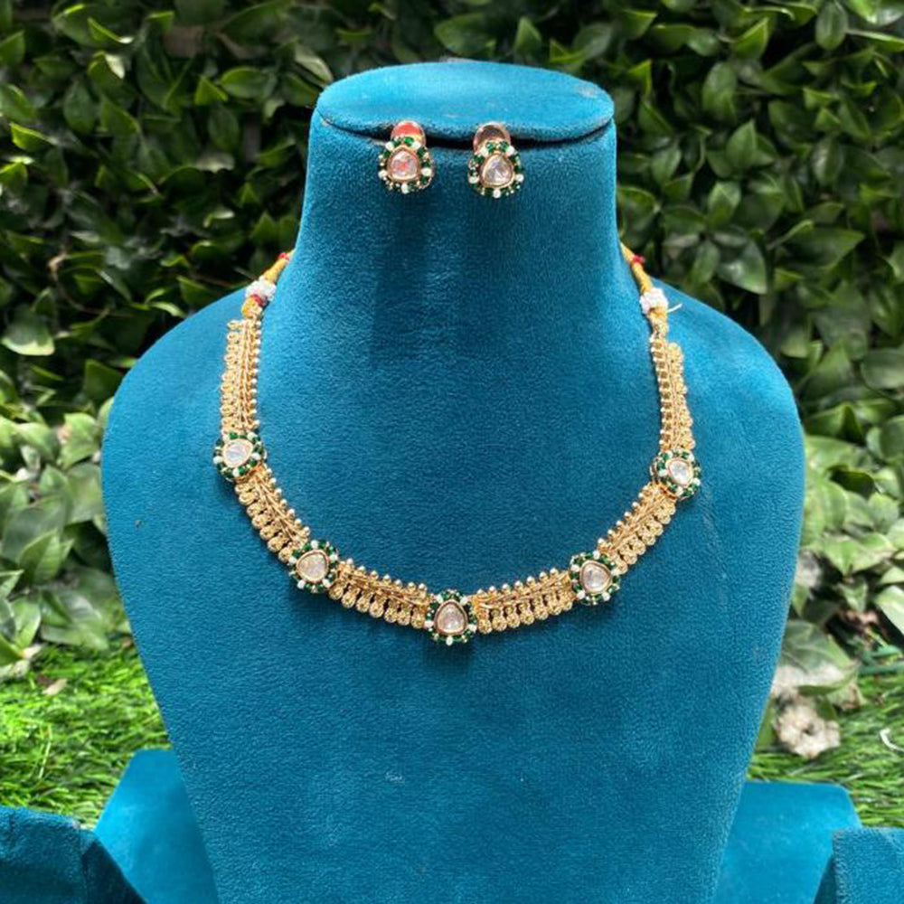 Amoliya Jewels Gold Plated Crystal Stone And Beads Necklace Set