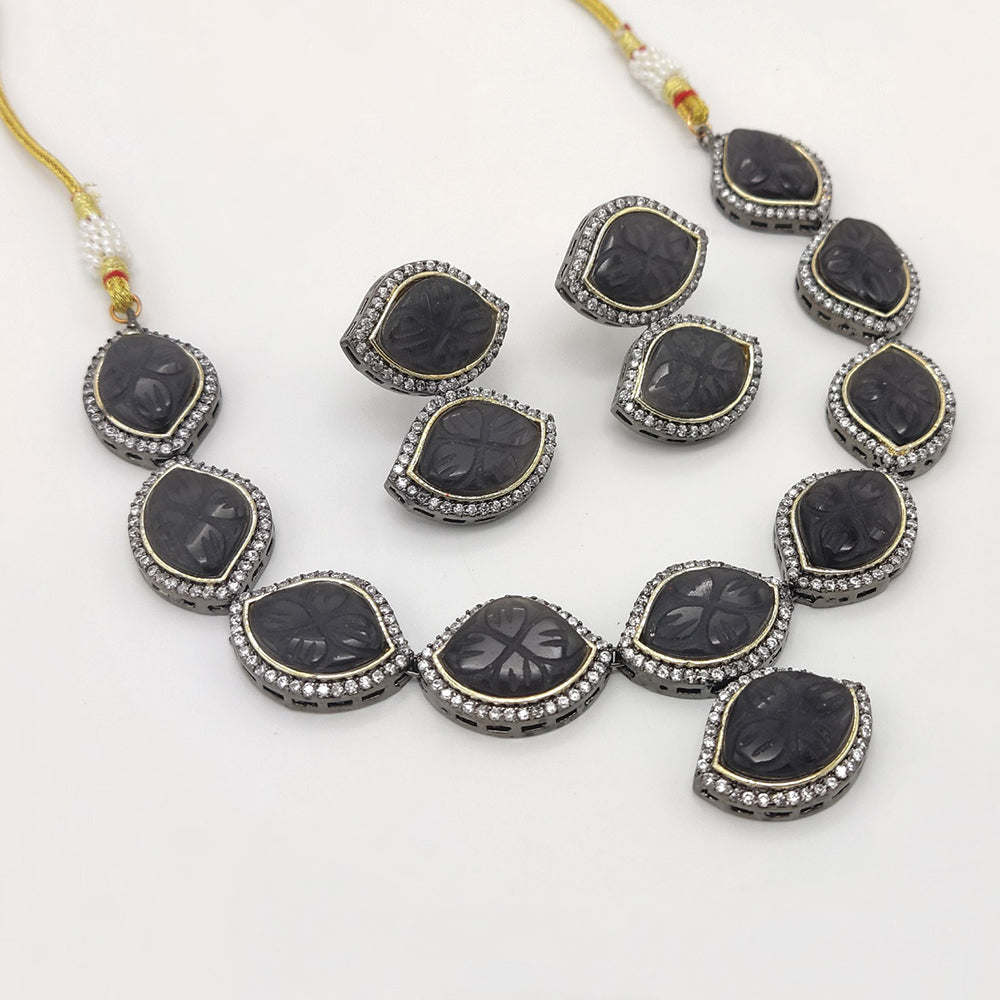 Amoliya Jewels 2 Tone Plated Austrian Stone Necklace Set