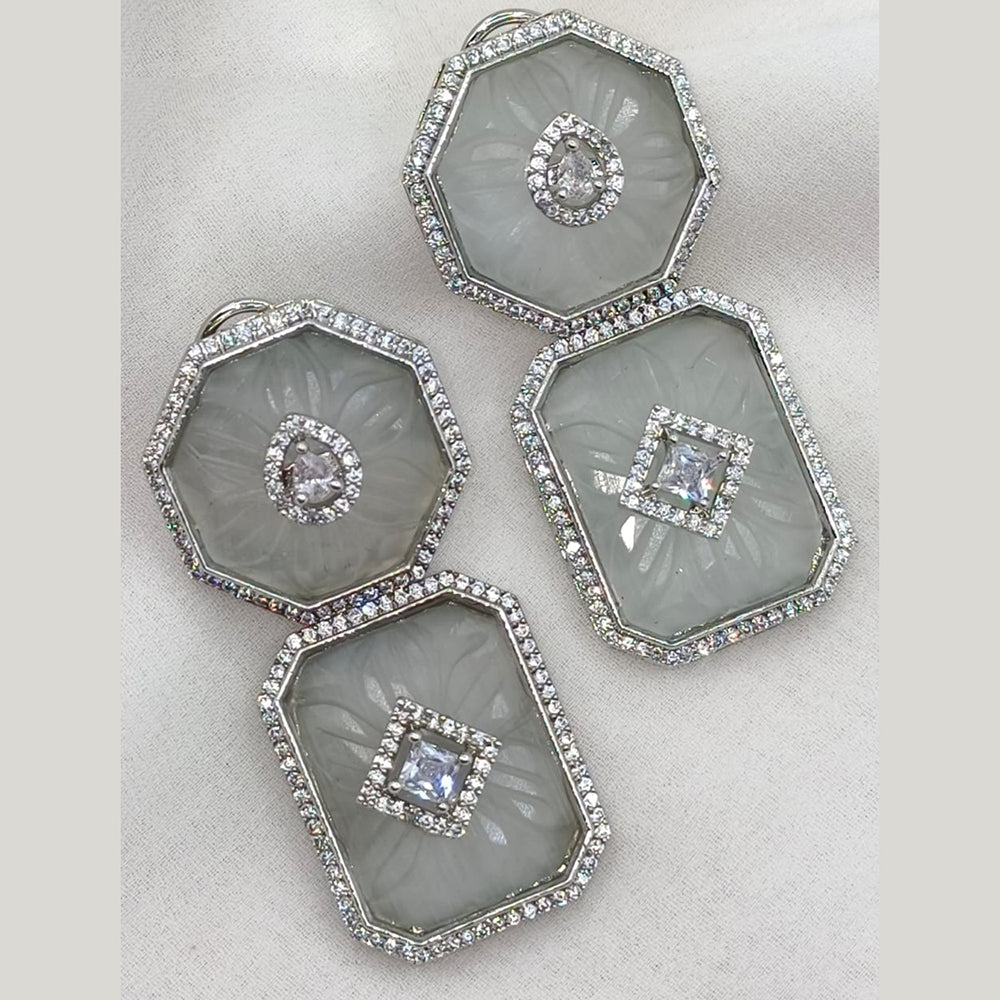 Amoliya Jewels Silver Plated American Diamond And Austrian Stone Dangler Earrings