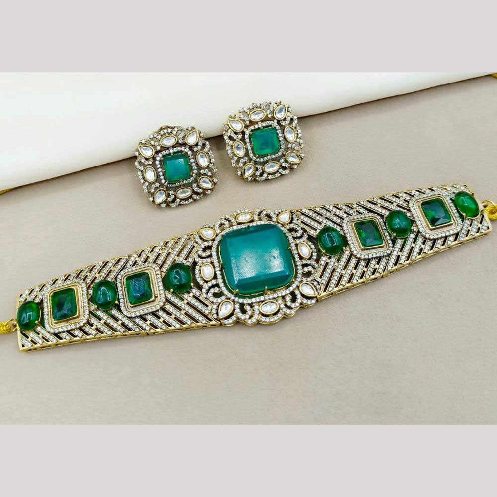 Amoliya Jewels Nawabi Glam Pota And Austrain Stone Choker Necklace Set