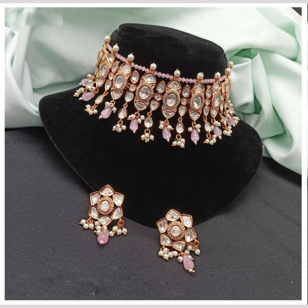 Amoliya Jewels Ethnic Elegance Kundan And Pearl Choker Necklace Set