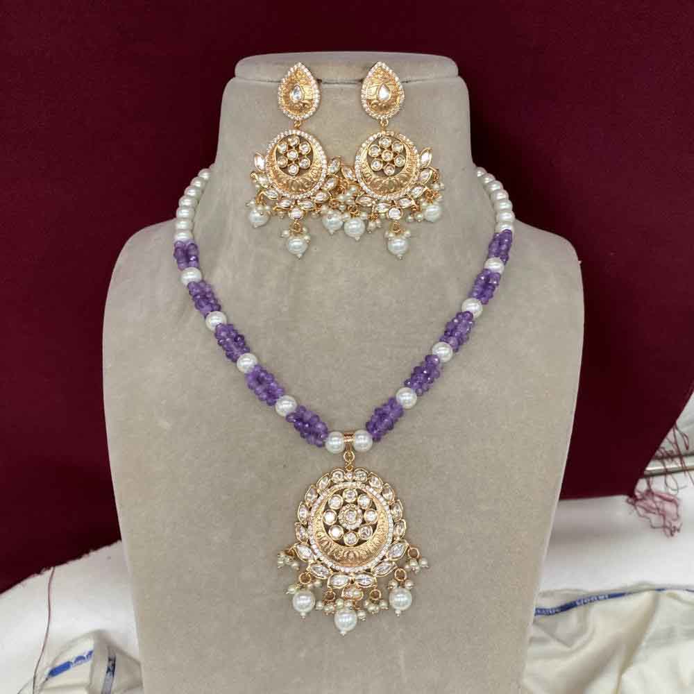 Amoliya Jewels Polki Kundan & Beads Necklace Set
