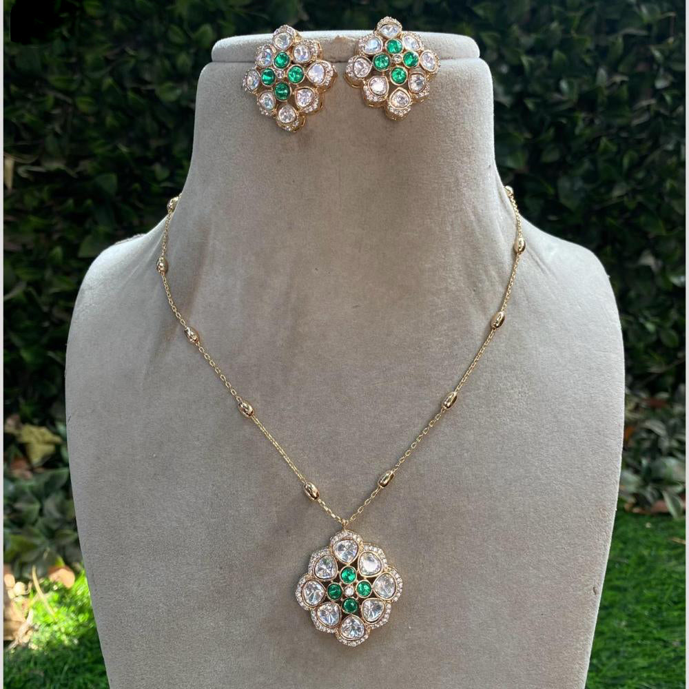 Amoliya Jewels Royal Polki Kundan Chain Pendant Set