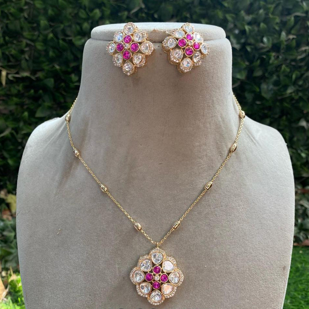 Amoliya Jewels Royal Polki Kundan Chain Pendant Set