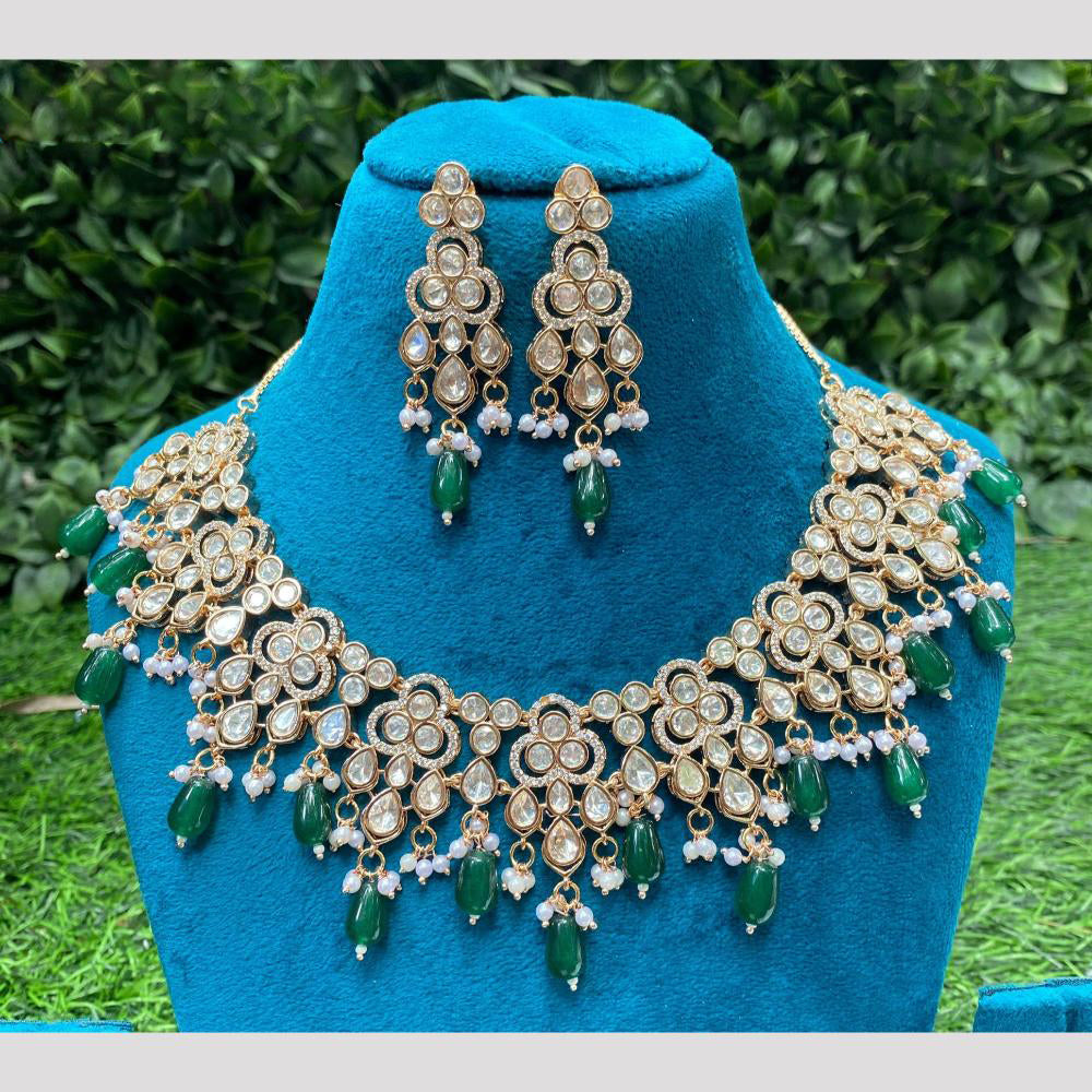 Amoliya Jewels Traditional Chic Polki Kundan And Beads Necklace Set