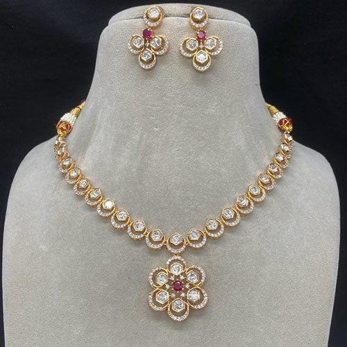 Amoliya Jewels Polki Kundan Floral Necklace Set