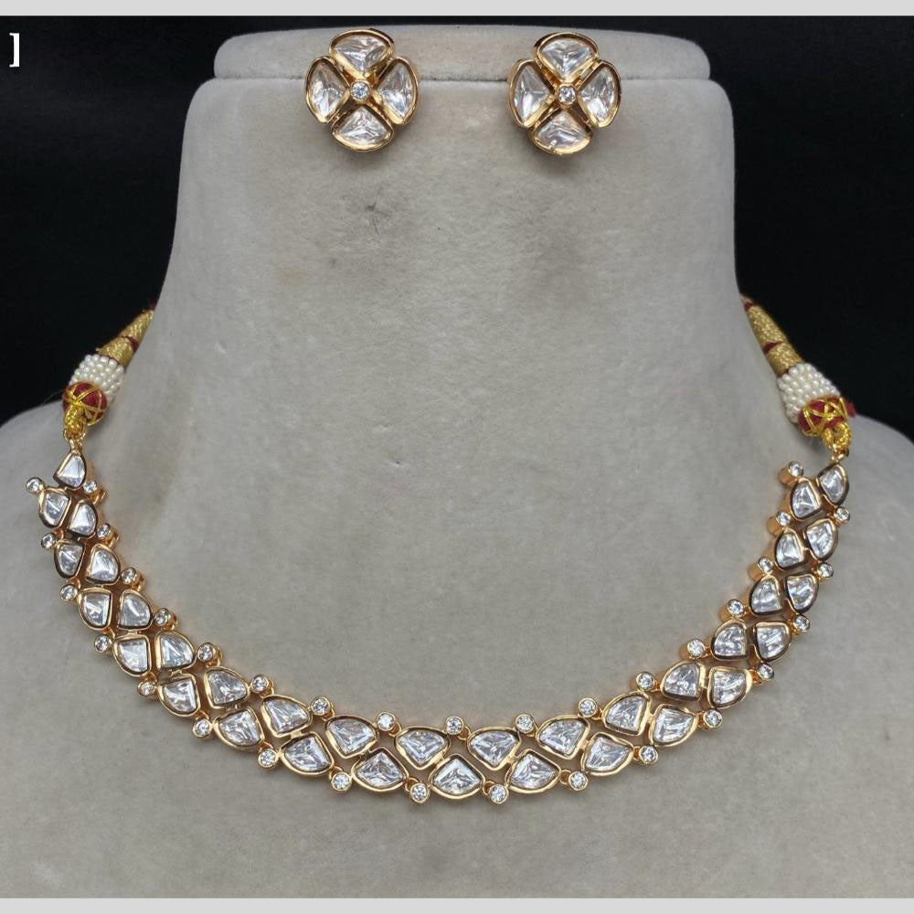 Amoliya Jewels Kundan Necklace Set with Studs Earrings