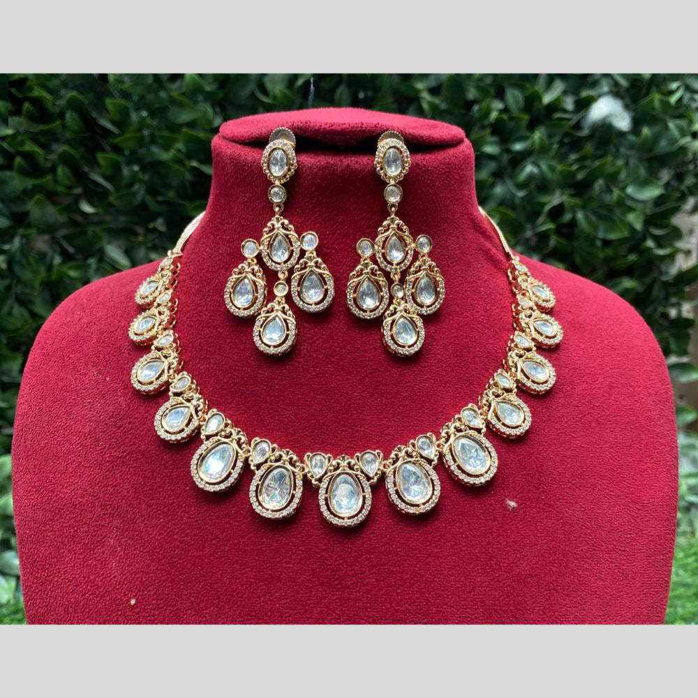 Amoliya Jewels Polki Kundan Necklace Set with Dangler Earrings