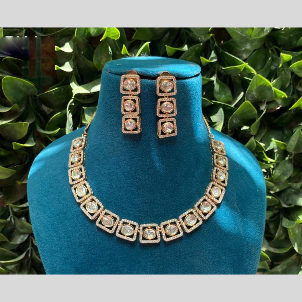 Amoliya Jewels Polki Kundan Necklace Set with Dangler Earrings