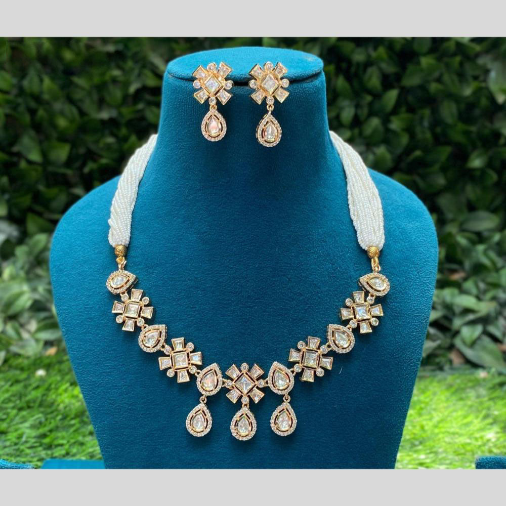 Amoliya Jewels Polki Kundan Necklace Set With Matching Earrings