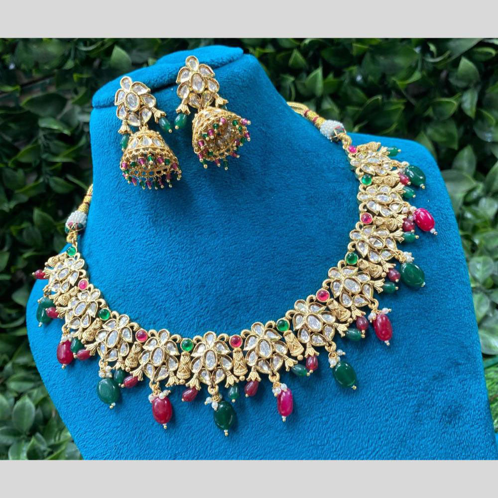 Amoliya Jewels Polki Kundan and Beads Necklace Set