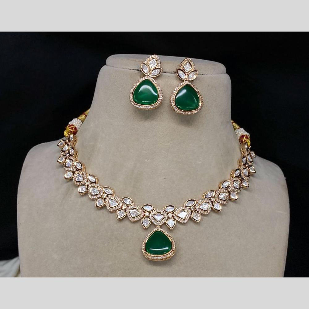 Amoliya Jewels Polki Kundan Necklace Set With Matching Earrings