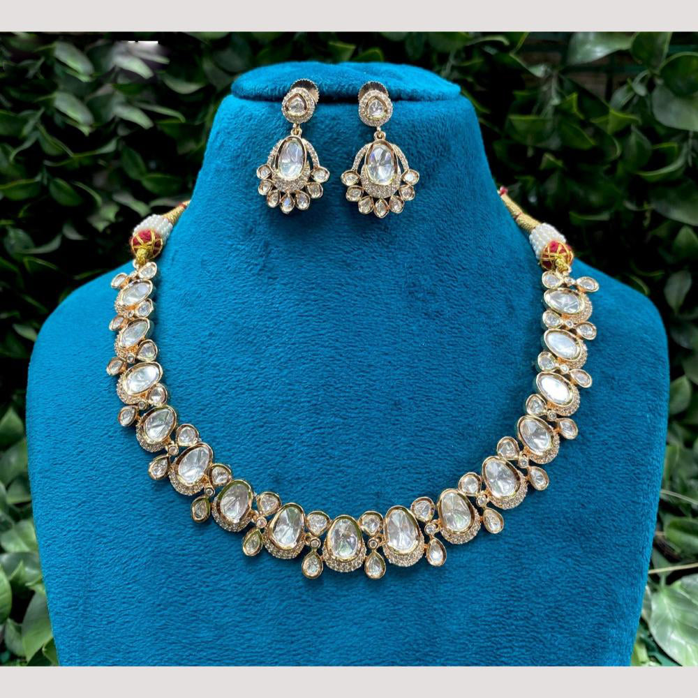 Amoliya Jewels Polki Kundan Necklace with Matching Earrings