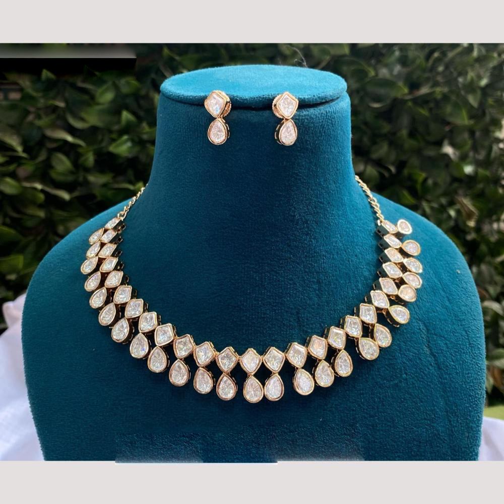 Amoliya Jewels Polki Necklace Set with Matching Earrings