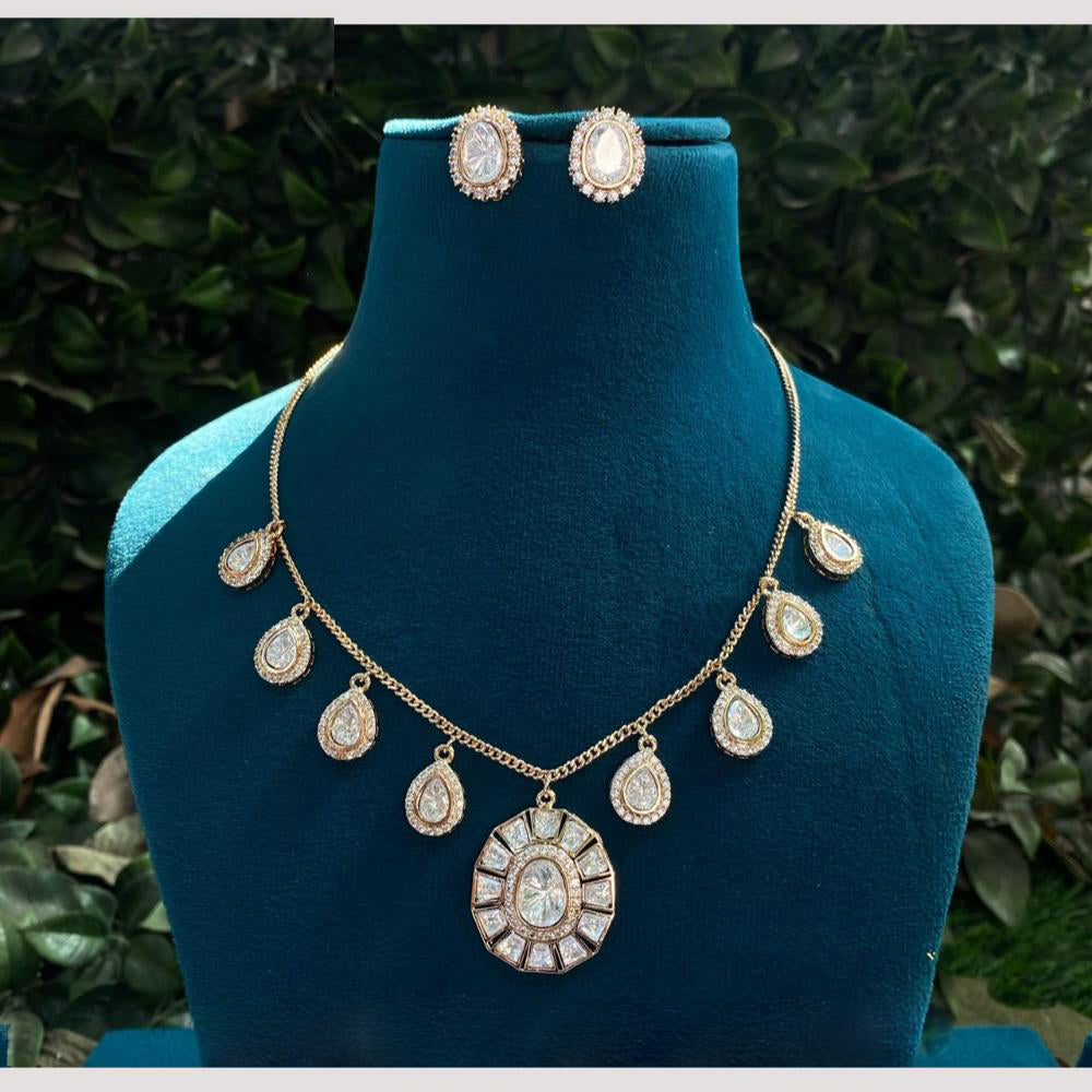 Amoliya Jewels Polki Kundan Teardrop Elegance Necklace Set