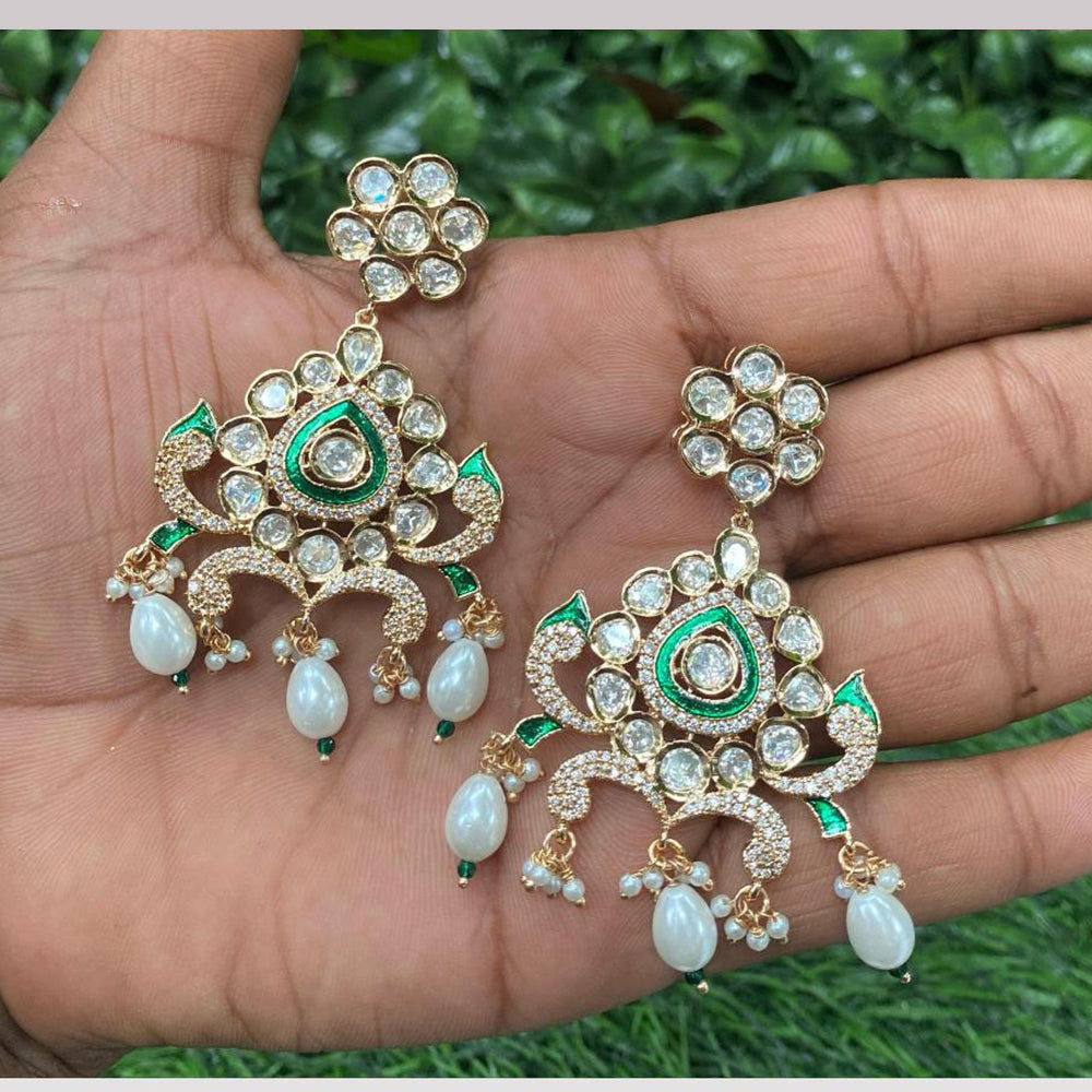 Amoliya Jewels Royal Regin Polki Kundan And Pearl Dangler Earrings