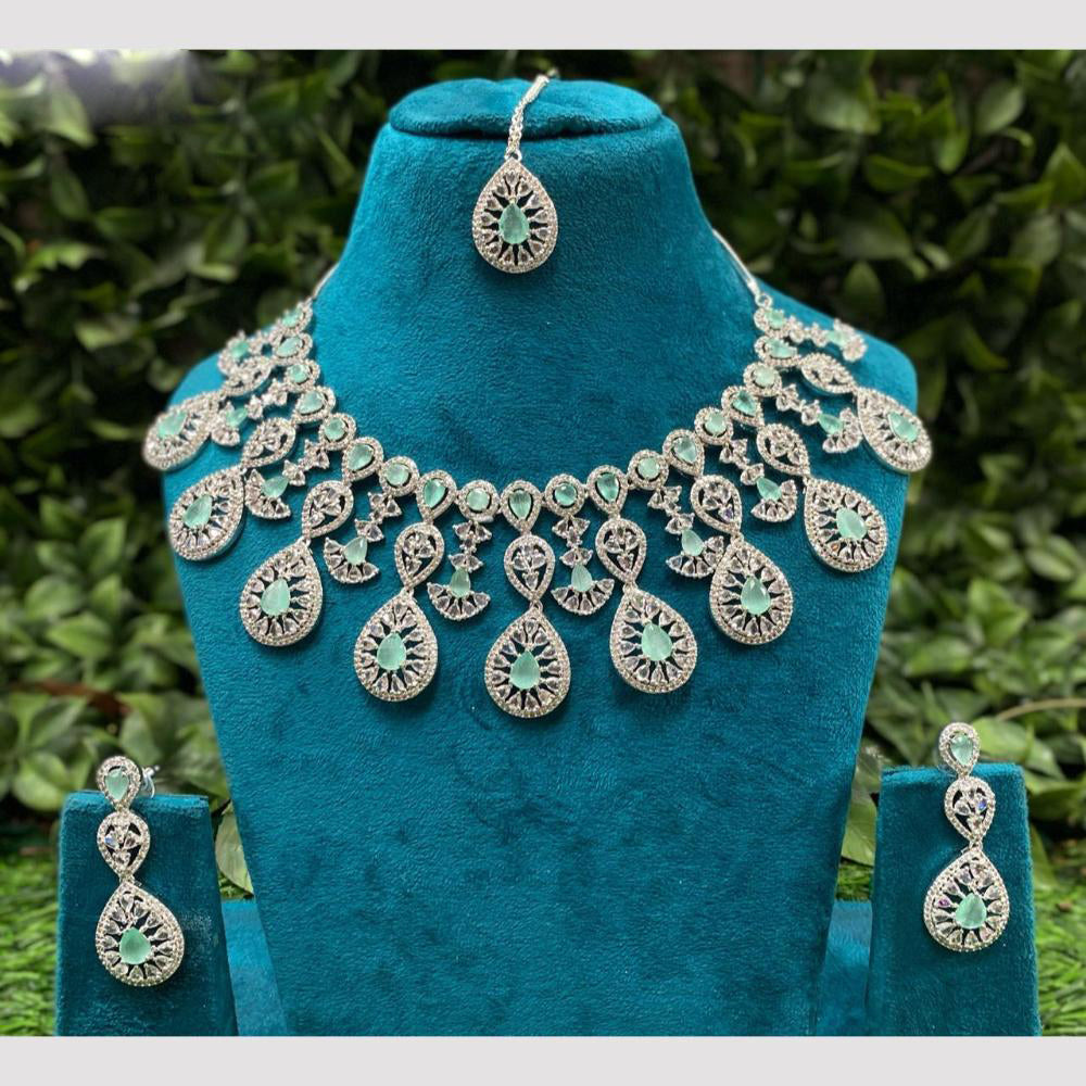 Amoliya Jewels Queen's Light American Daimonds Royalty Necklace Set