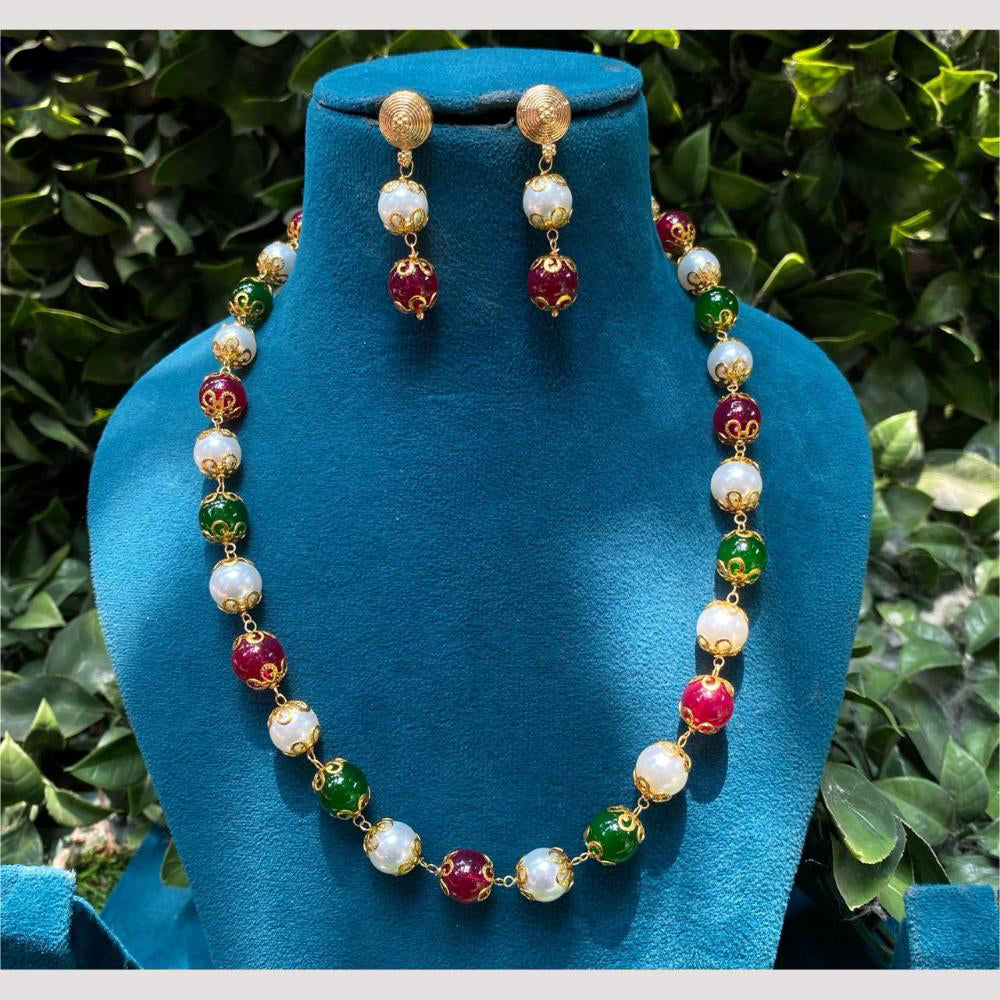 Amoliya Jewels Classic Antique Plated Beads Necklace Set