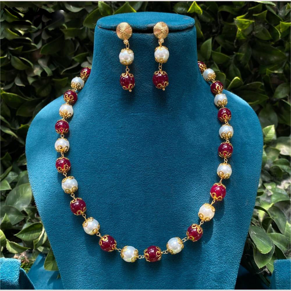 Amoliya Jewels Classic Antique Plated Beads Necklace Set