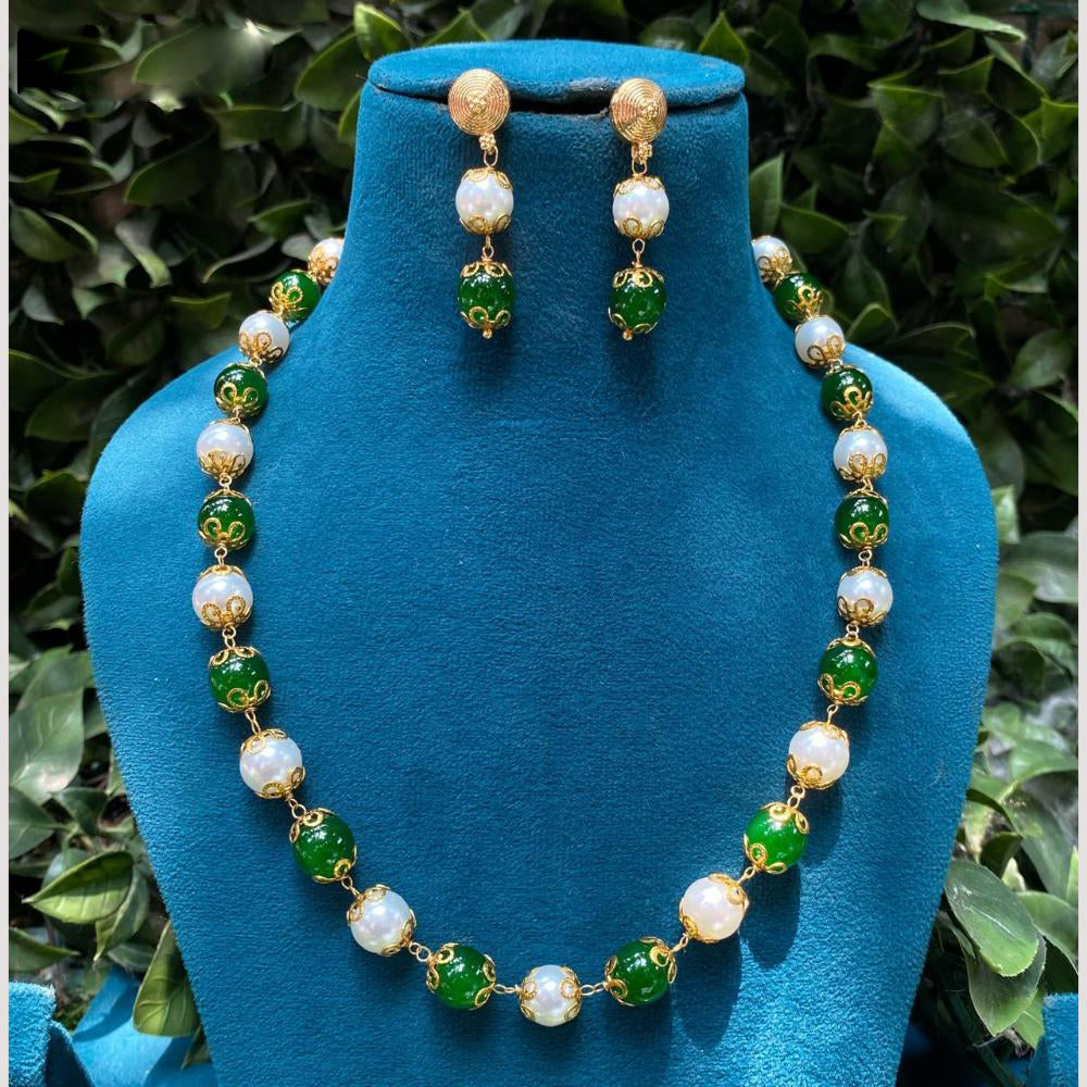 Amoliya Jewels Classic Antique Plated Beads Necklace Set