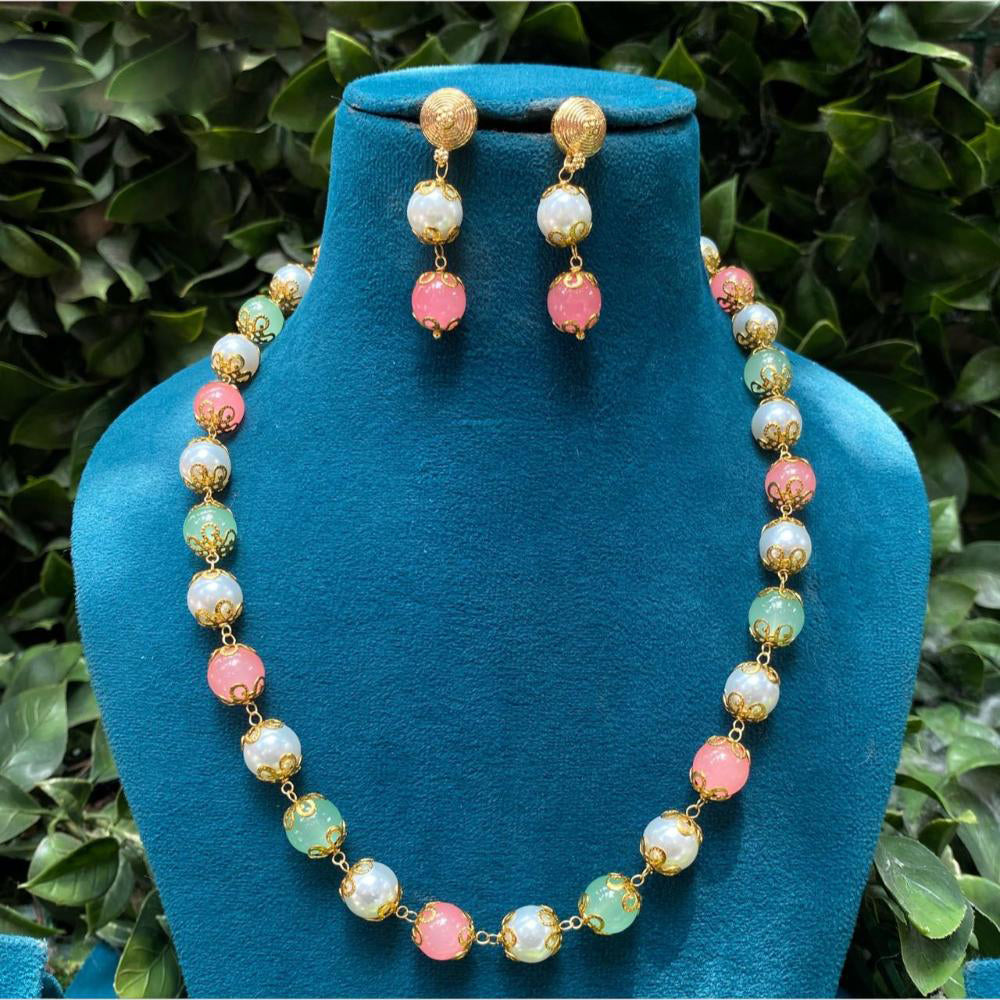 Amoliya Jewels Classic Antique Plated Beads Necklace Set