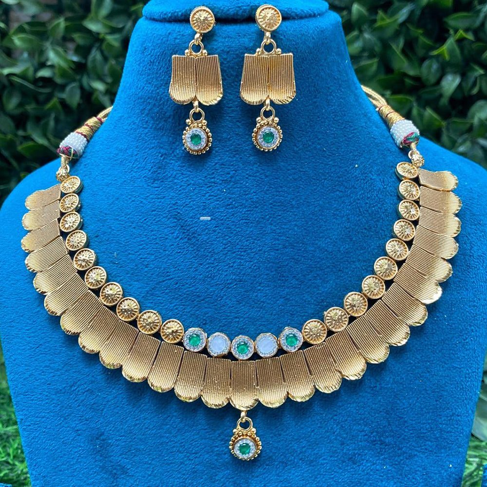 Amoliya Jewels Ethnic Pota Stone And Pearls Necklace Set