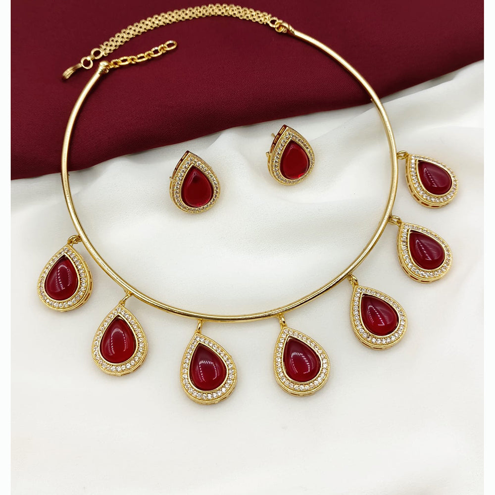 Amoliya Jewels Royal Elegance Pota And Austrian Stone Necklace Set