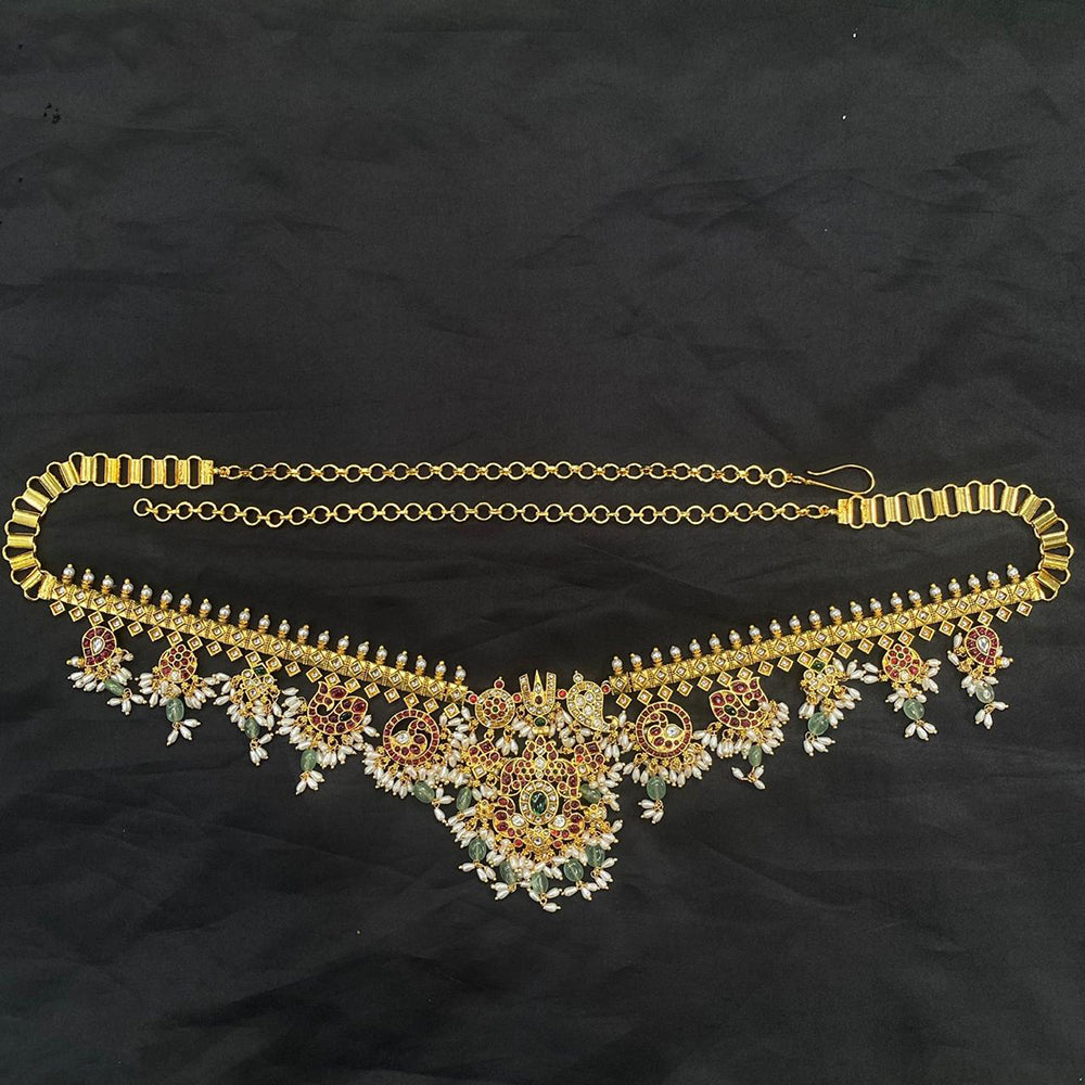 Amoliya Jewels Ethnic Spark Pota Stone And Pearls Necklace Set